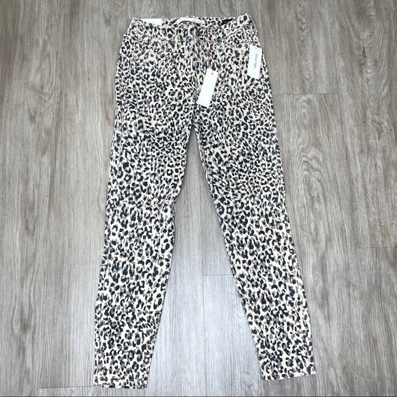Ella Moss Women's Cream/Black Cheetah Dabs High Rise Skinny Ankle Jeans sz 24 - Picture 2 of 6